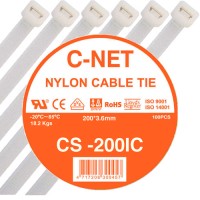 เคเบิ้ลไทร์ 8” (3.6 x 200 มม.) สีขาว (C-NET Cable Tie)